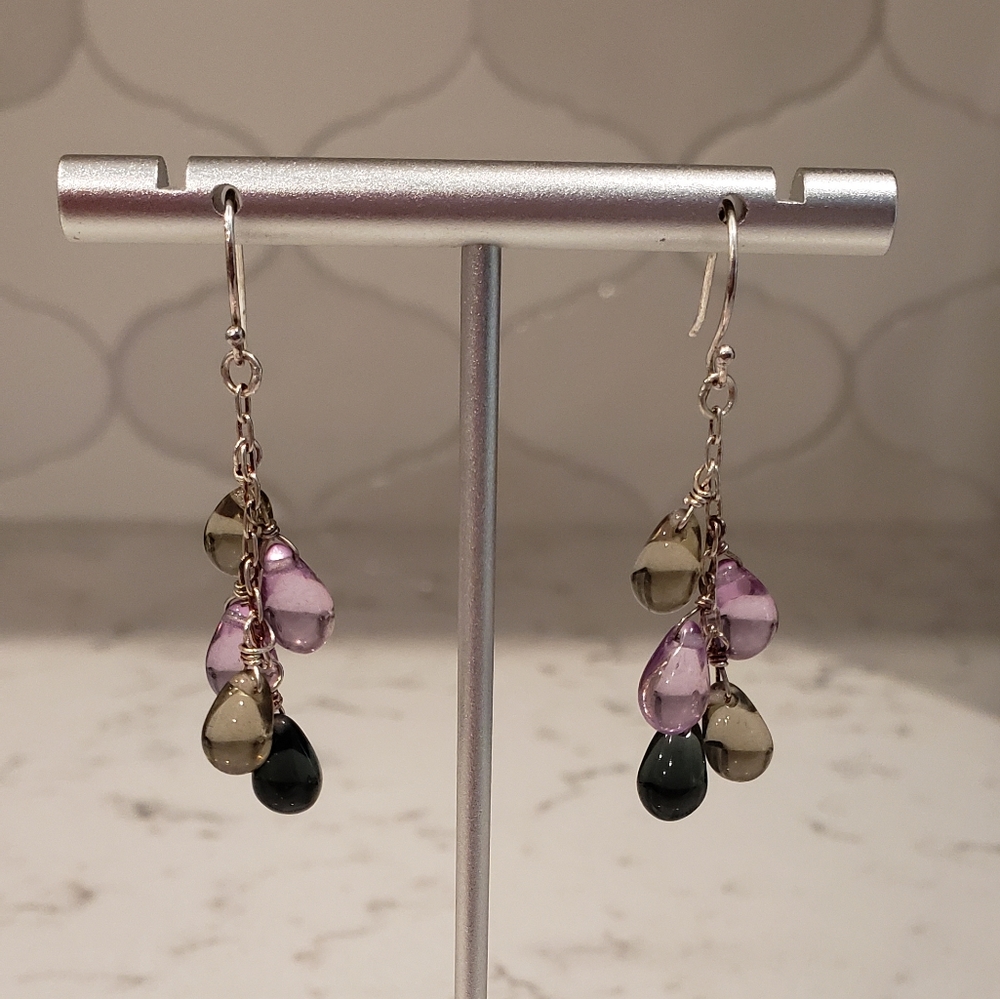 Sterling and cabachon amethyst earrings